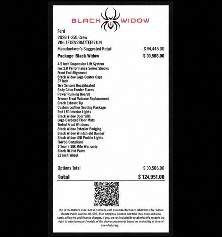 2026 Ford Super Duty F-250 LARIAT BLACK WIDOW
